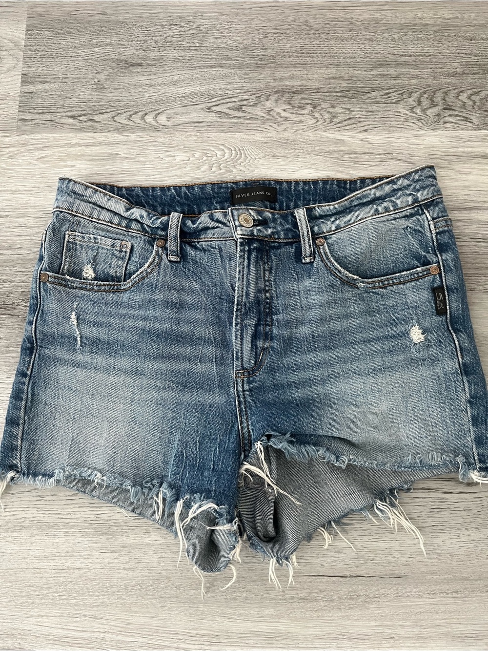 Silver Jeans Distressed Blue Denim Cutoff Shorts